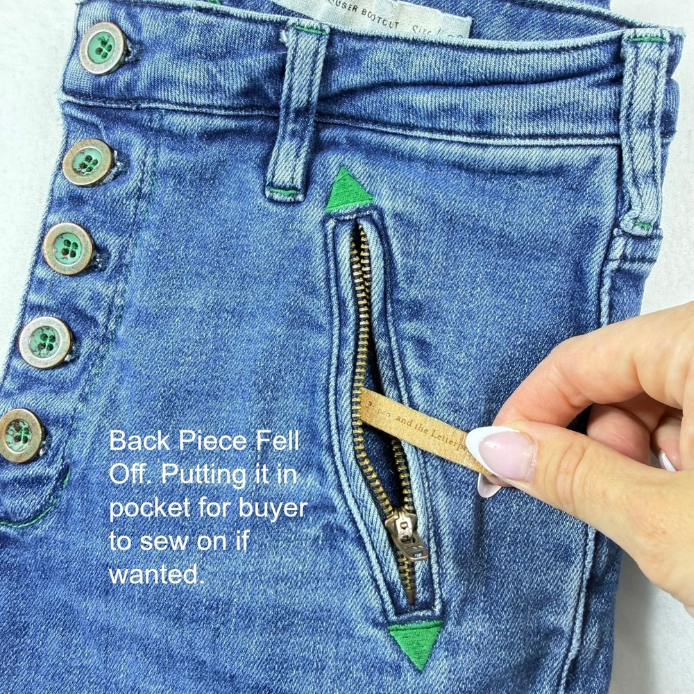 Anthropologie Pilcro High Rise Trouser Bootcut Jeans Blue Button Fly Size 28 - Picture 9 of 15